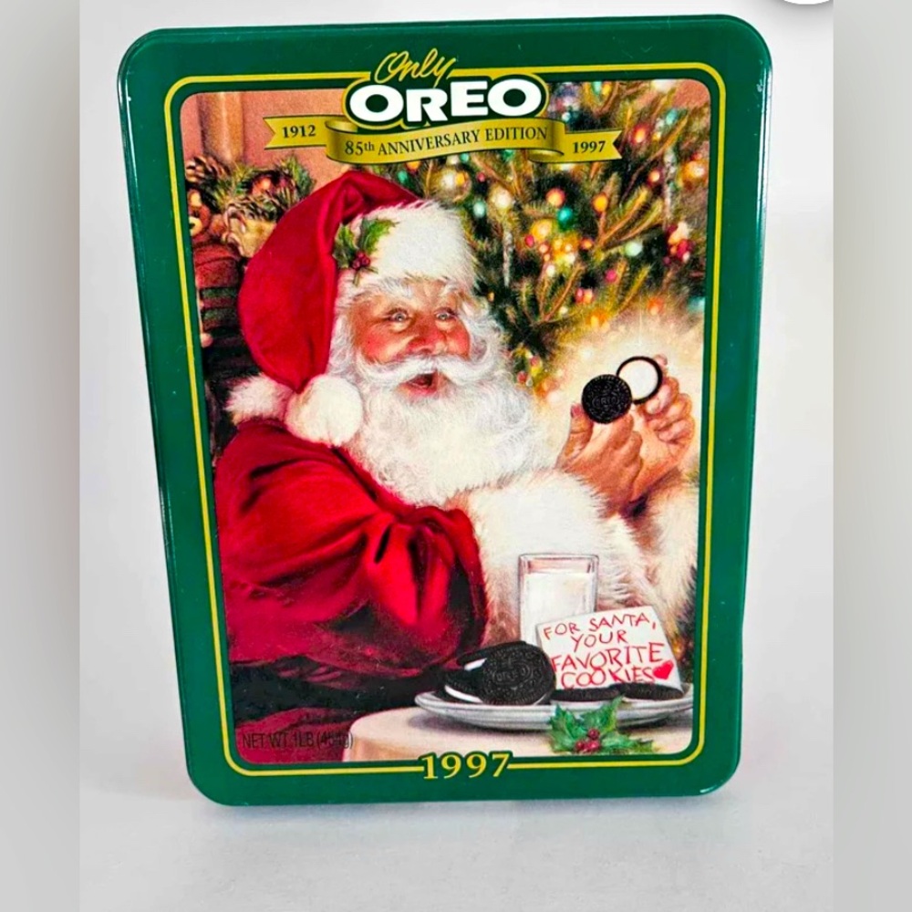 Nabisco Oreo Cookie Tin Box Canister Xmas Advertising 1997 Christmas Memories